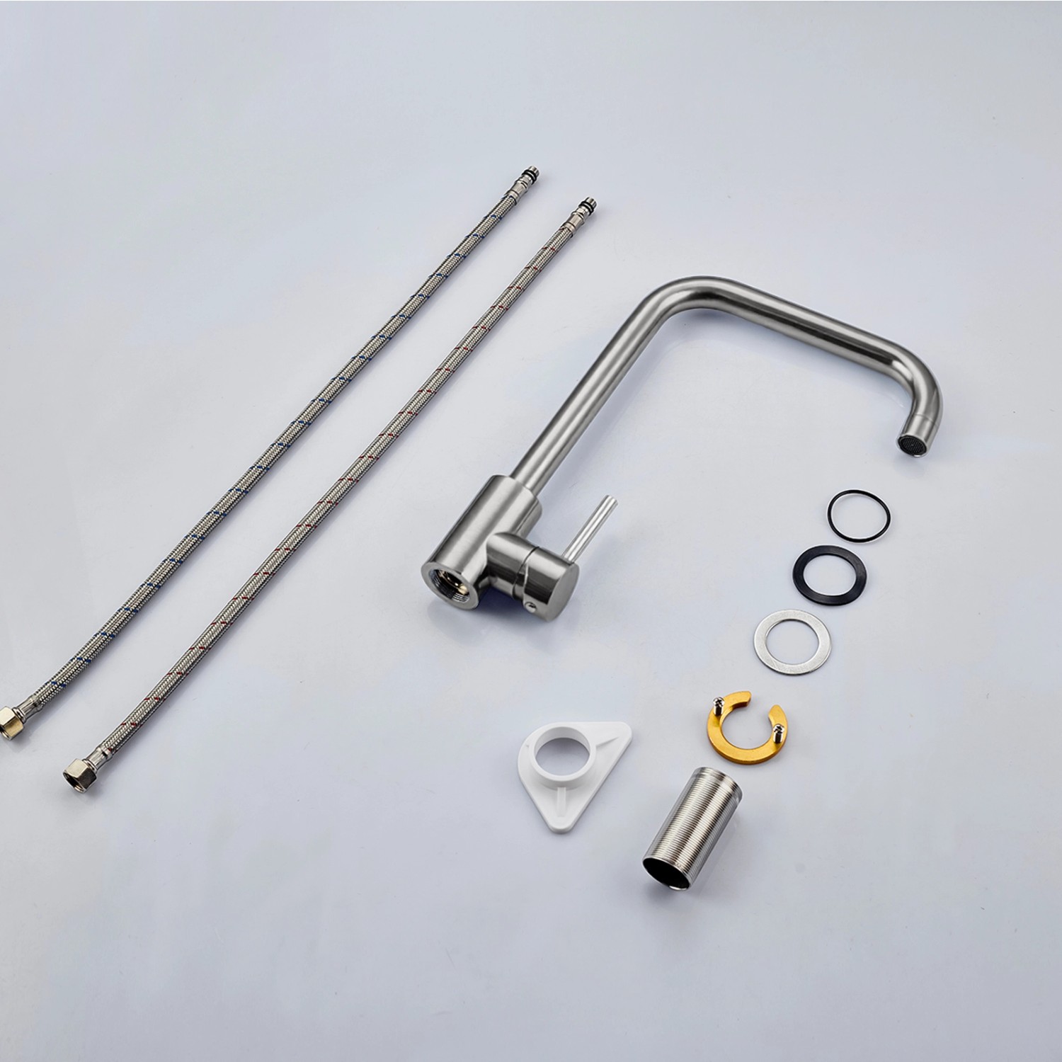 AICA Wasserhahn 360° Drehbare Wassersparende Silber Küchenarmatur Hochdruckfestes Design aus 304 Edelstahl Gefertigt Kaltes/Warmes Wasser_9