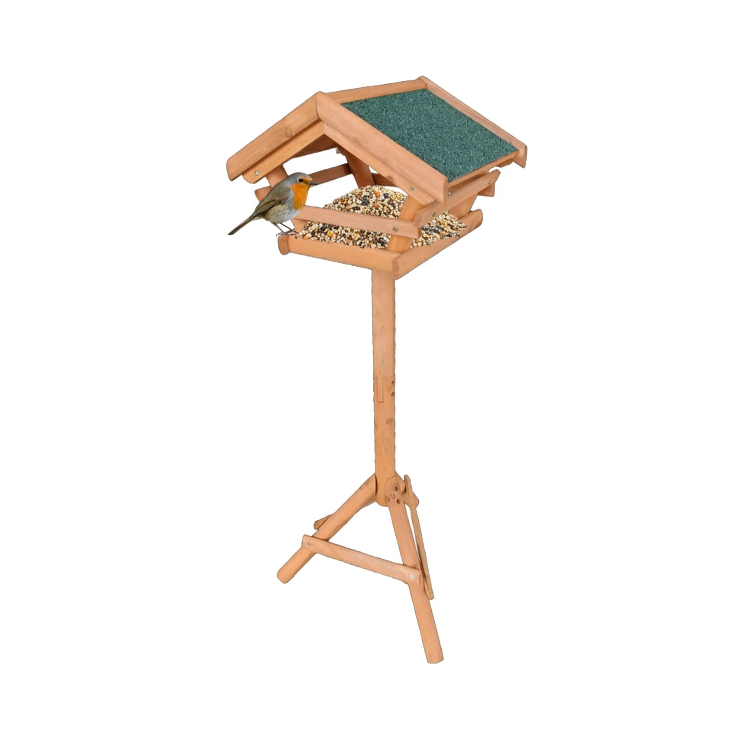 Relaxdays Vogelfutterhaus Tannenholz Orange mit Ständer 103 cm x 37 cm x 28 cm 2,4 kg