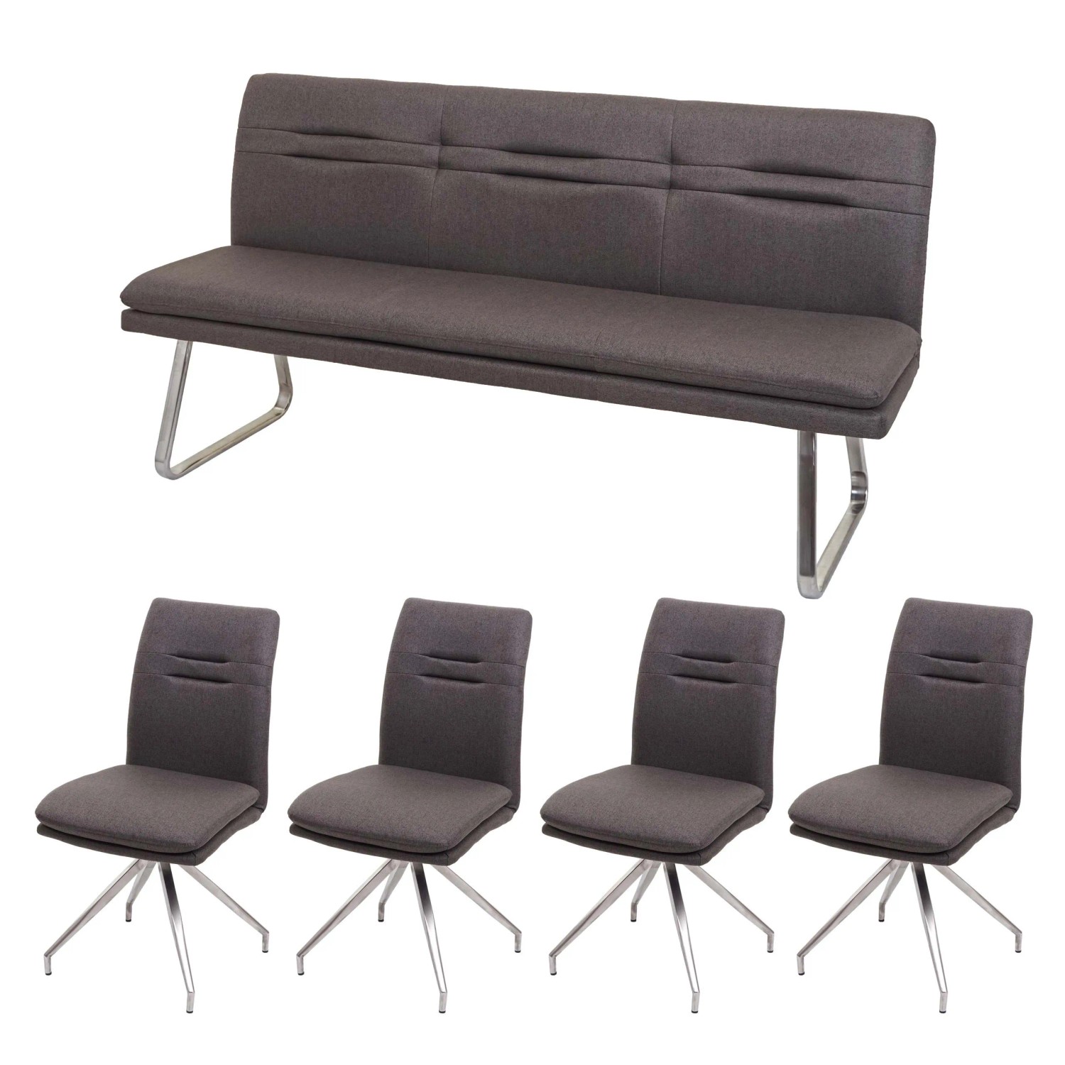 MCW Esszimmer-Set H70 Sitzgruppe Grau-Braun 180cm