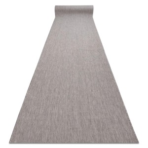 Grauer, melierter Sisal-Läufer 70x470cm. Flachgewebter Teppich für Flur und Wohnbereich.