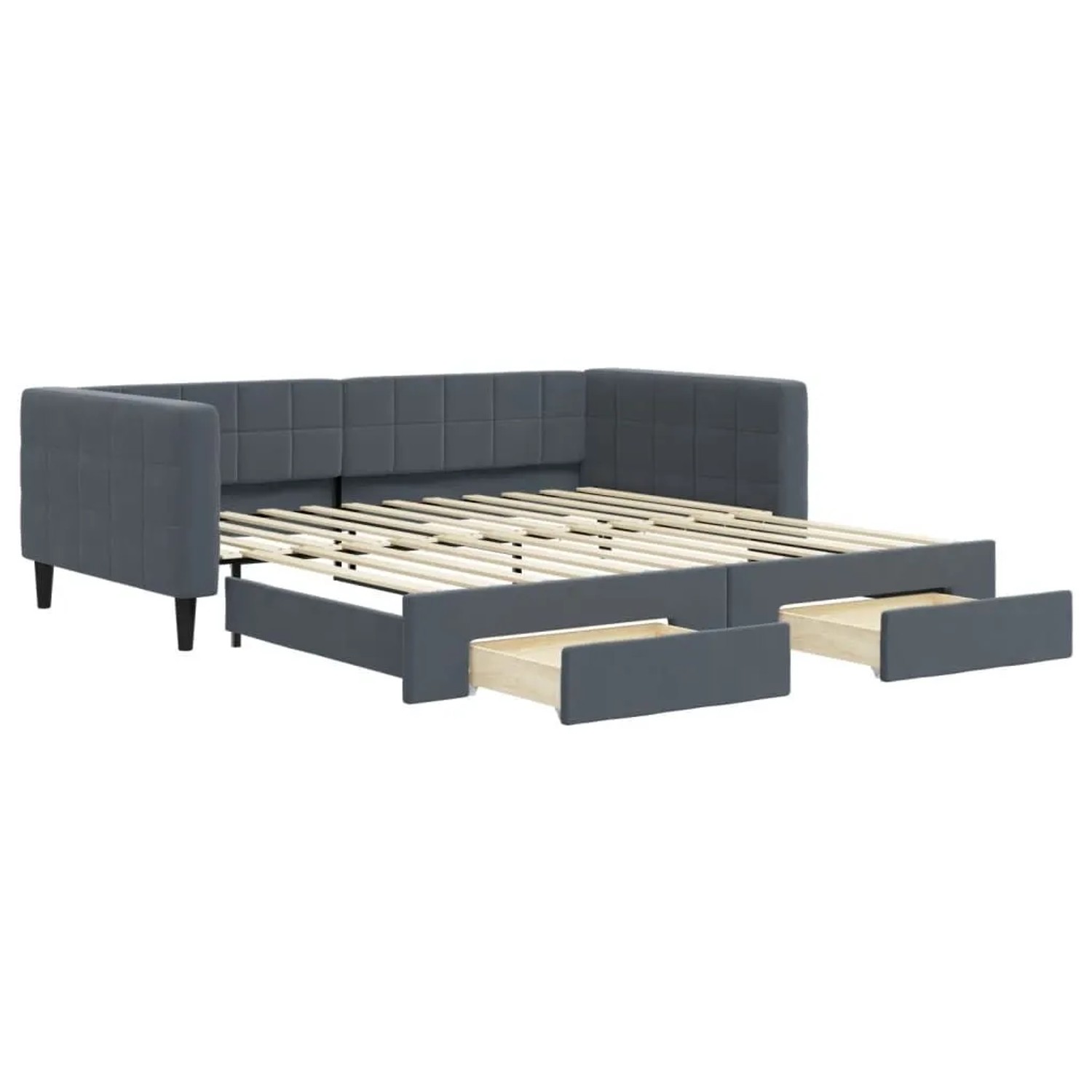 vidaXL Tagesbett Ausziehbar mit Schubladen Dunkelgrau 100x200 cm Samt 31967 günstig online kaufen