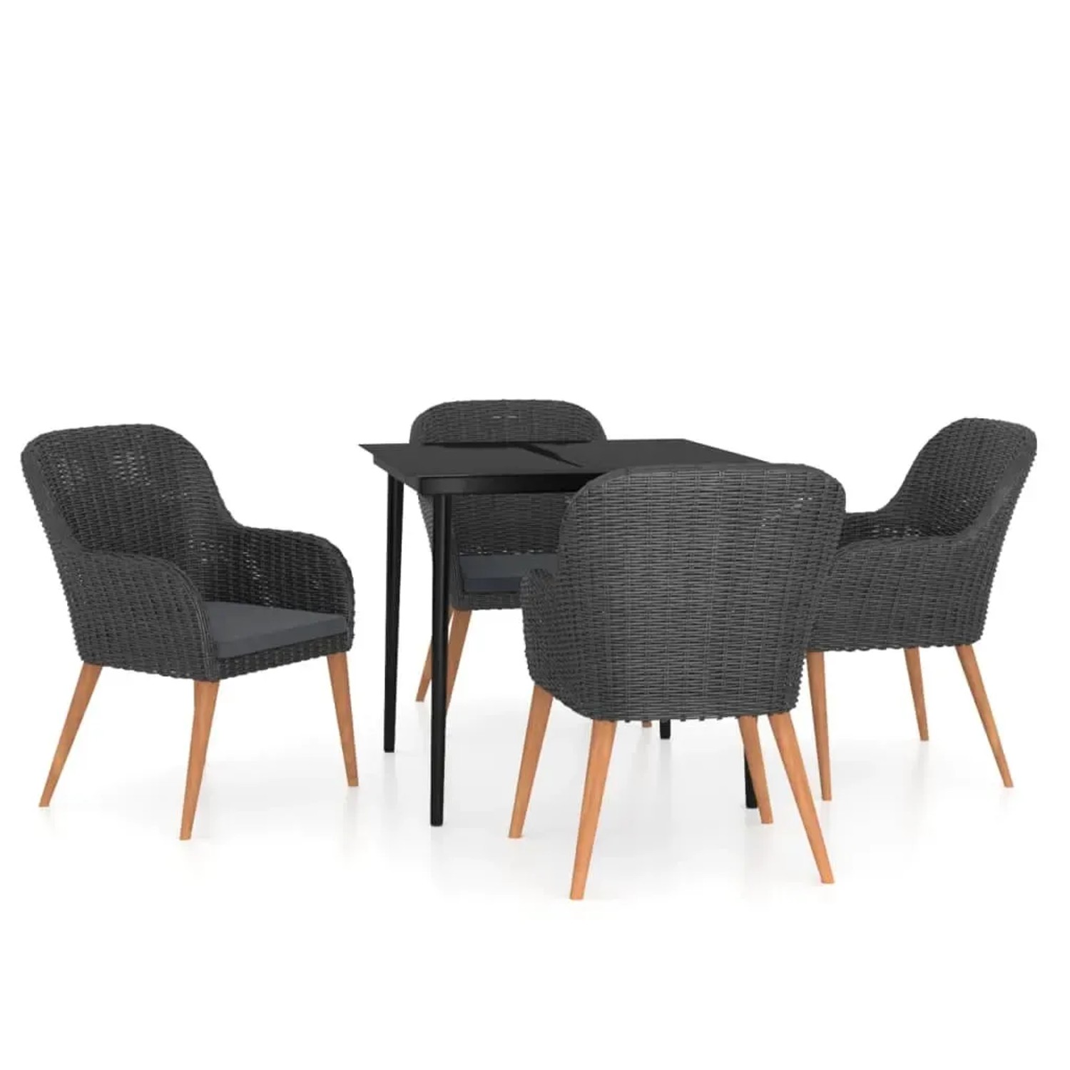 vidaXL 5-Tlg Garten-Essgruppe mit Kissen Schwarz 3099518