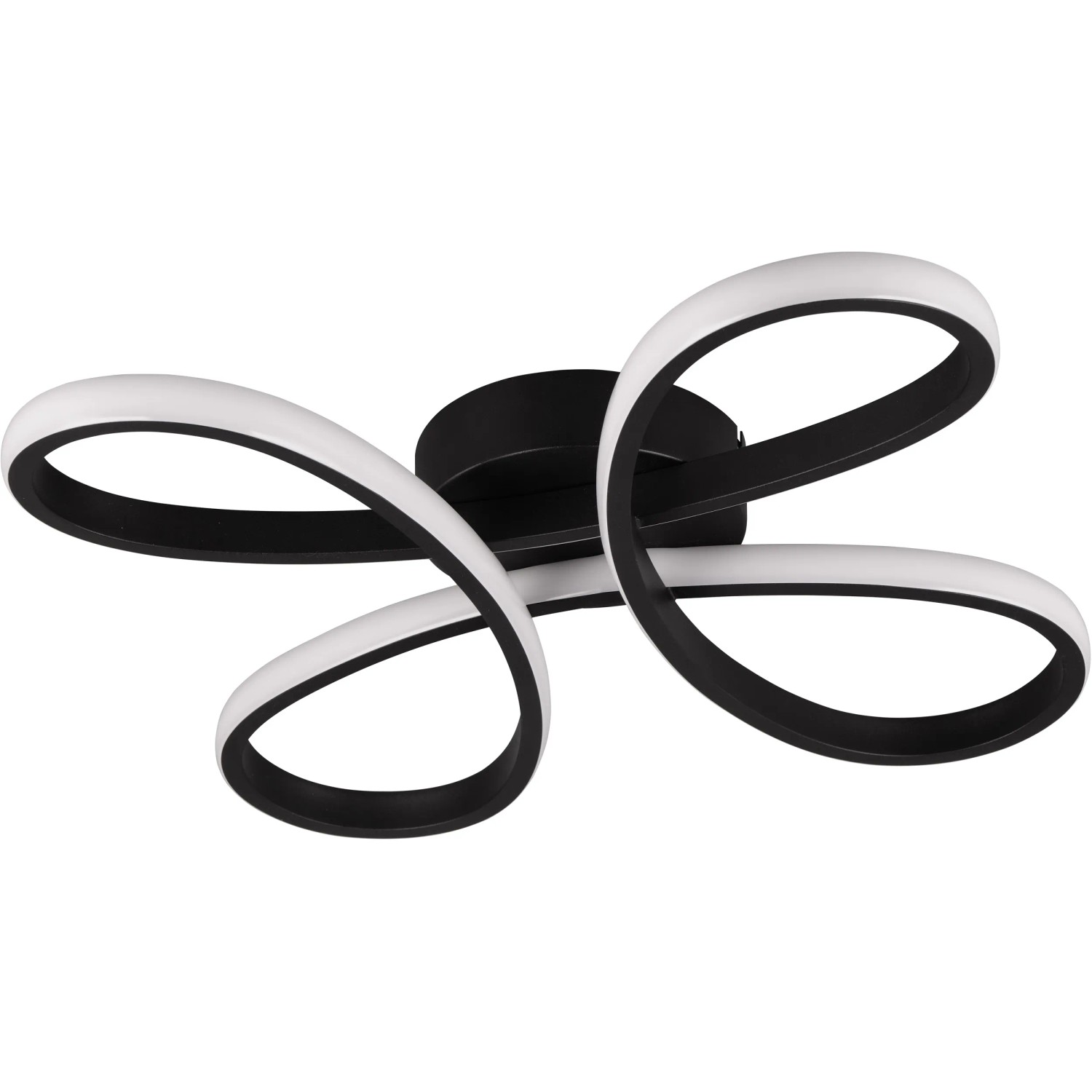 Moderne Trio LED Deckenleuchte Fly, schwarz matt, geschwungenes Design. Ideal als Wohnraumleuchte.