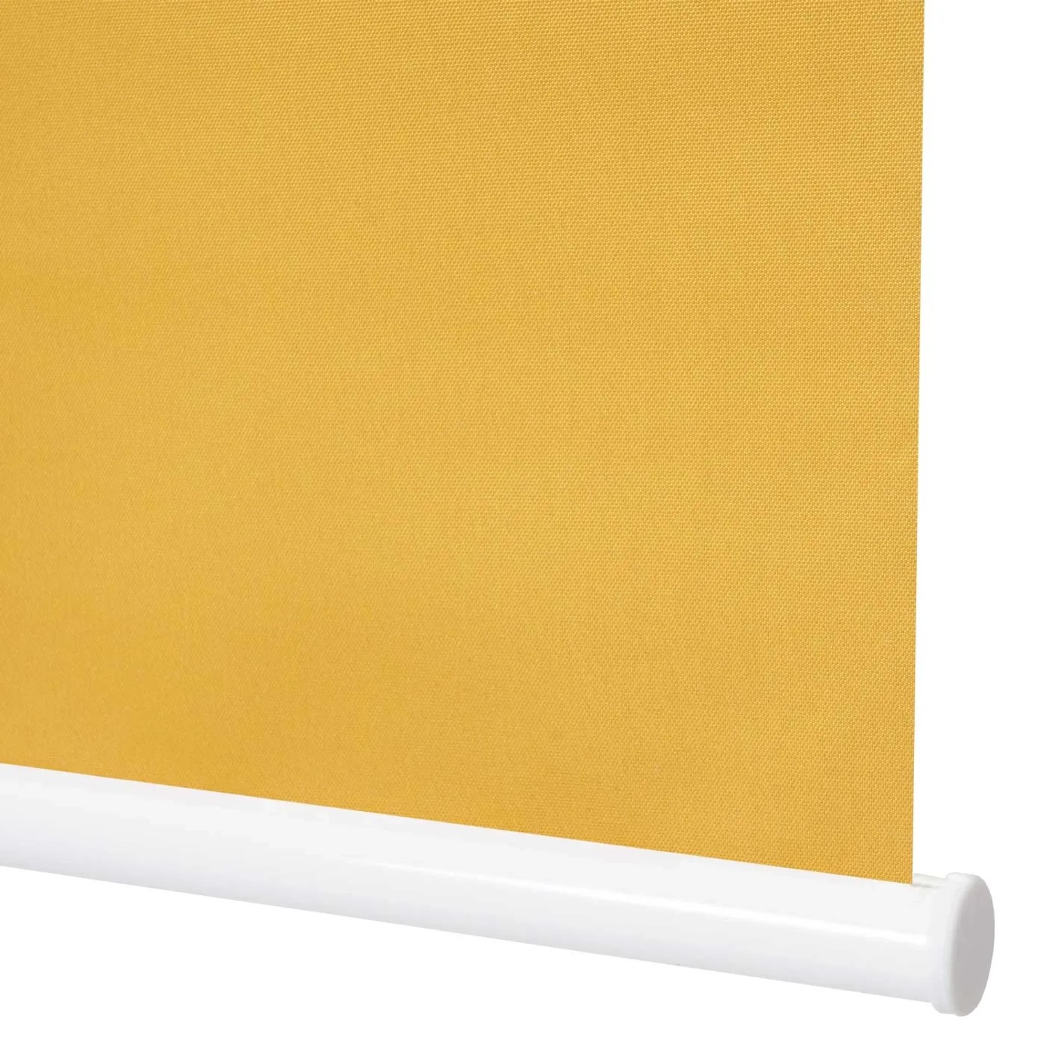 Gelbes Rollo 110x160cm mit Kettenzug und Thermobeschichtung für Wand- oder Deckenmontage.