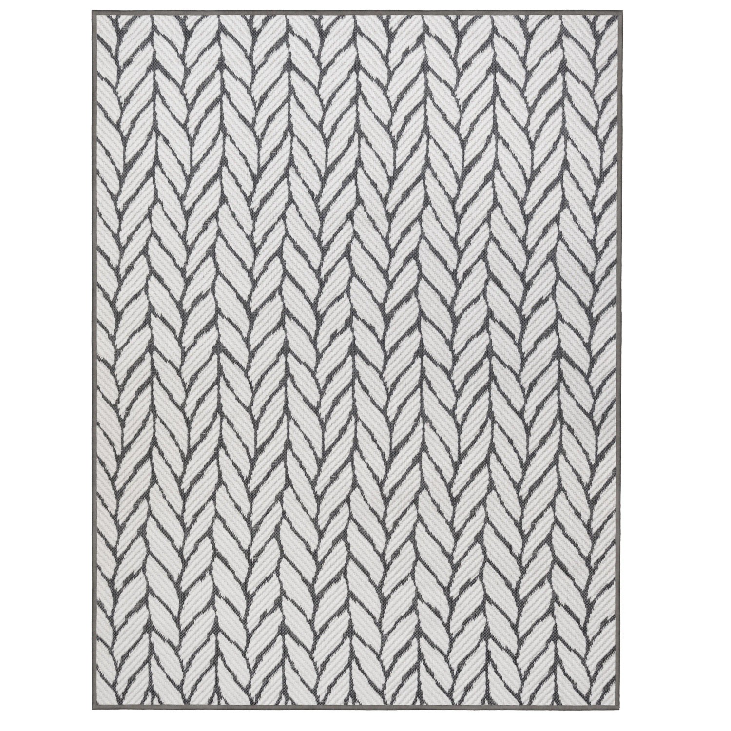 Grauer Primaflor In- & Outdoorteppich (160x220cm) mit Strickmuster. Wendeteppich für Balkon & Terrasse.