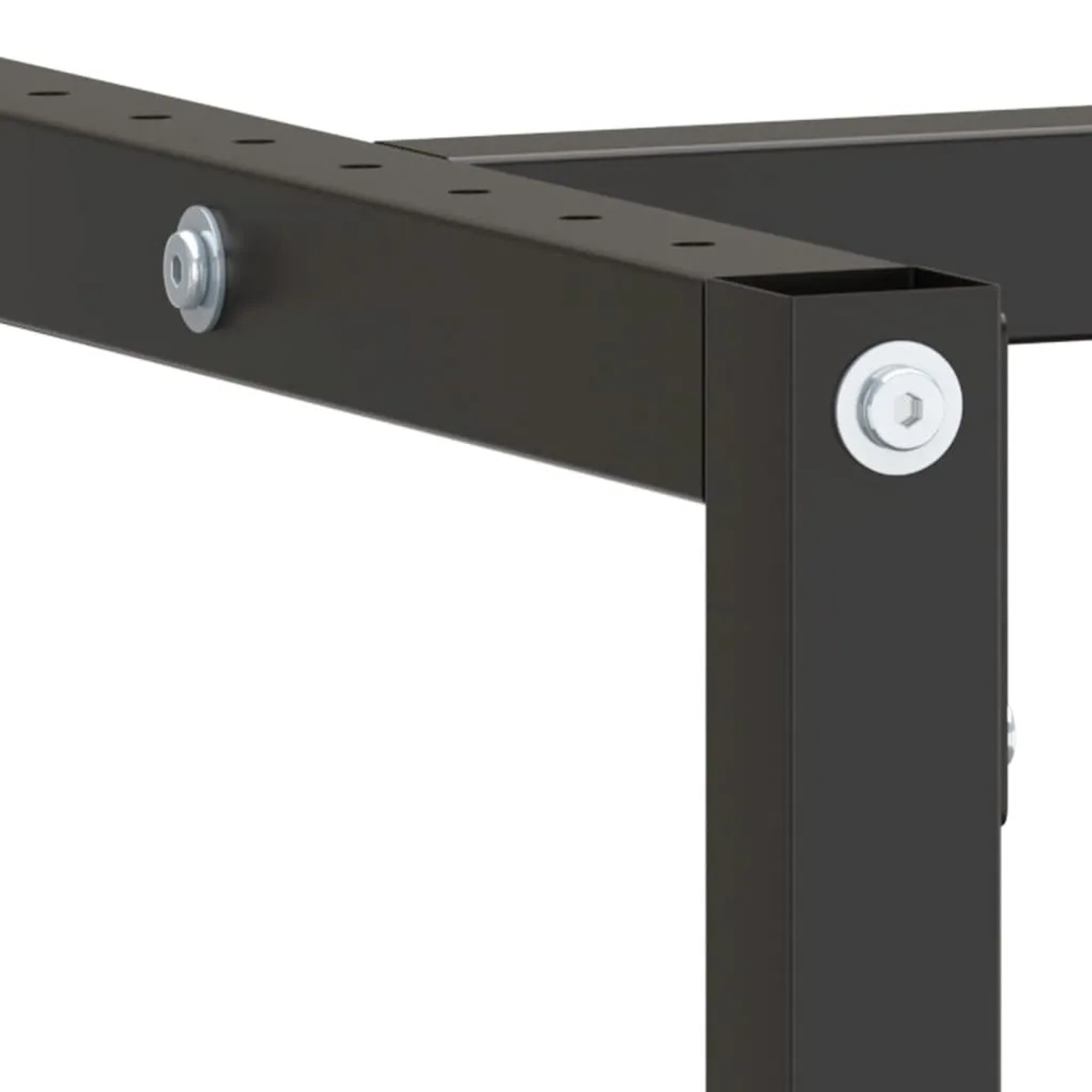 Detailansicht des vidaXL Werkbankgestells in Schwarz/Rot, Metall mit Schrauben.