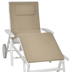 Beautissu Loft RL Rollliegenauflage 200x60cm in Natur auf einer weißen Gartenliege.