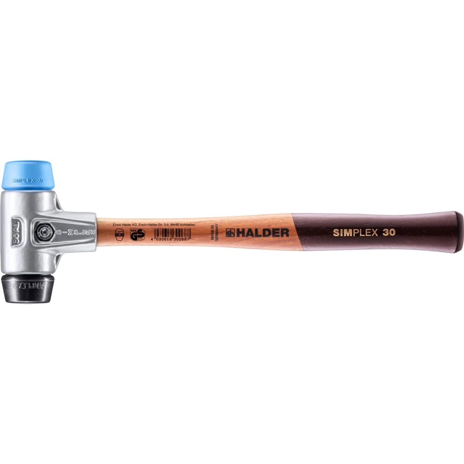 Halder Simplex Schonhammer Ø 30 mm TPE-soft Blau   Gummi Schwarz mit Alumin günstig online kaufen