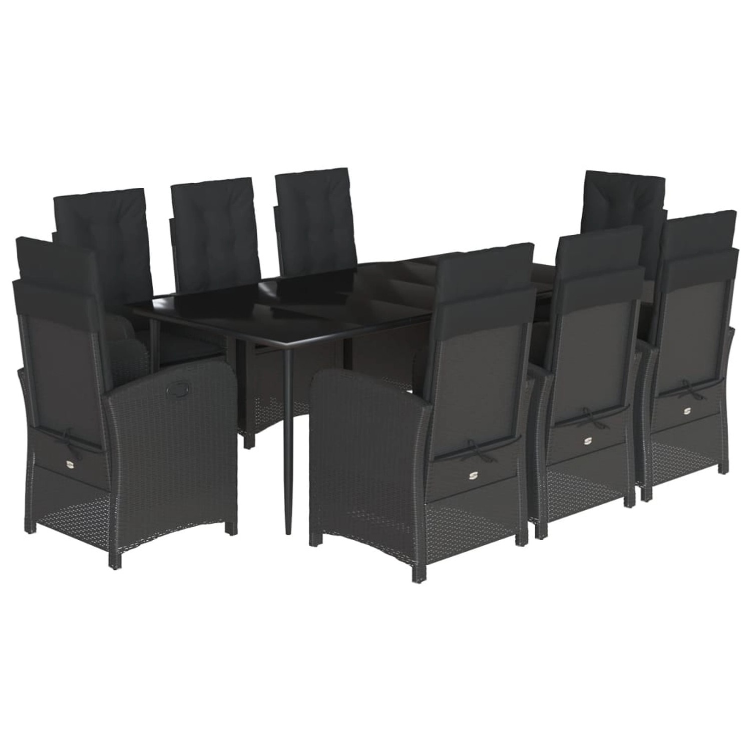 vidaXL 9-Tlg Garten-Essgruppe mit Kissen Schwarz Poly Rattan 3212319 günstig online kaufen