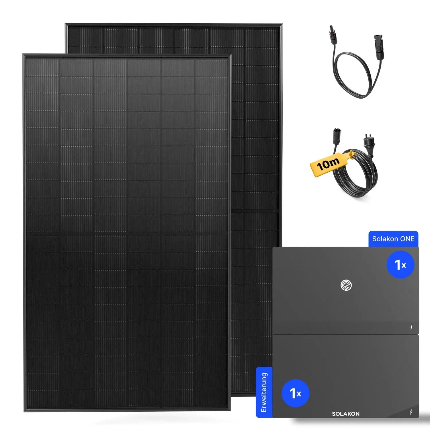 Solakon Balkonkraftwerk 2000W Solaranlage mit Speicher + Erweiterung 4,22 kWh Steckerfertig Komplettset Photovoltaik Anlage 800W Kabel 10m