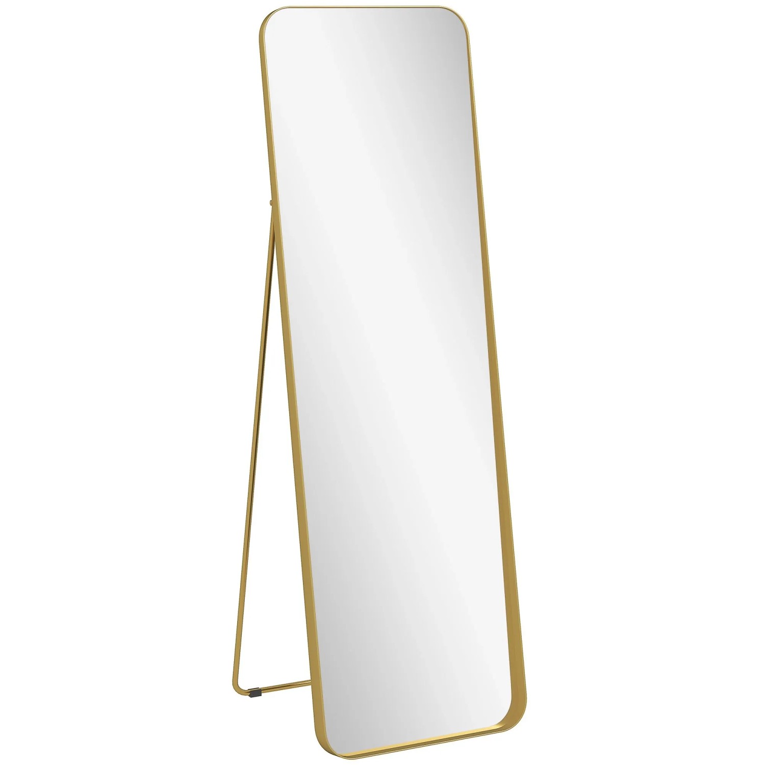 HOMCOM Ganzkörperspiegel Metall Glas 50L x 6B x 160H cm  Gold