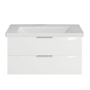 Steinkamp Waschtischunterschrank Living 2.0, schneeweiß glänzend, mit Villeroy & Boch Subway 3.0 Waschtisch.