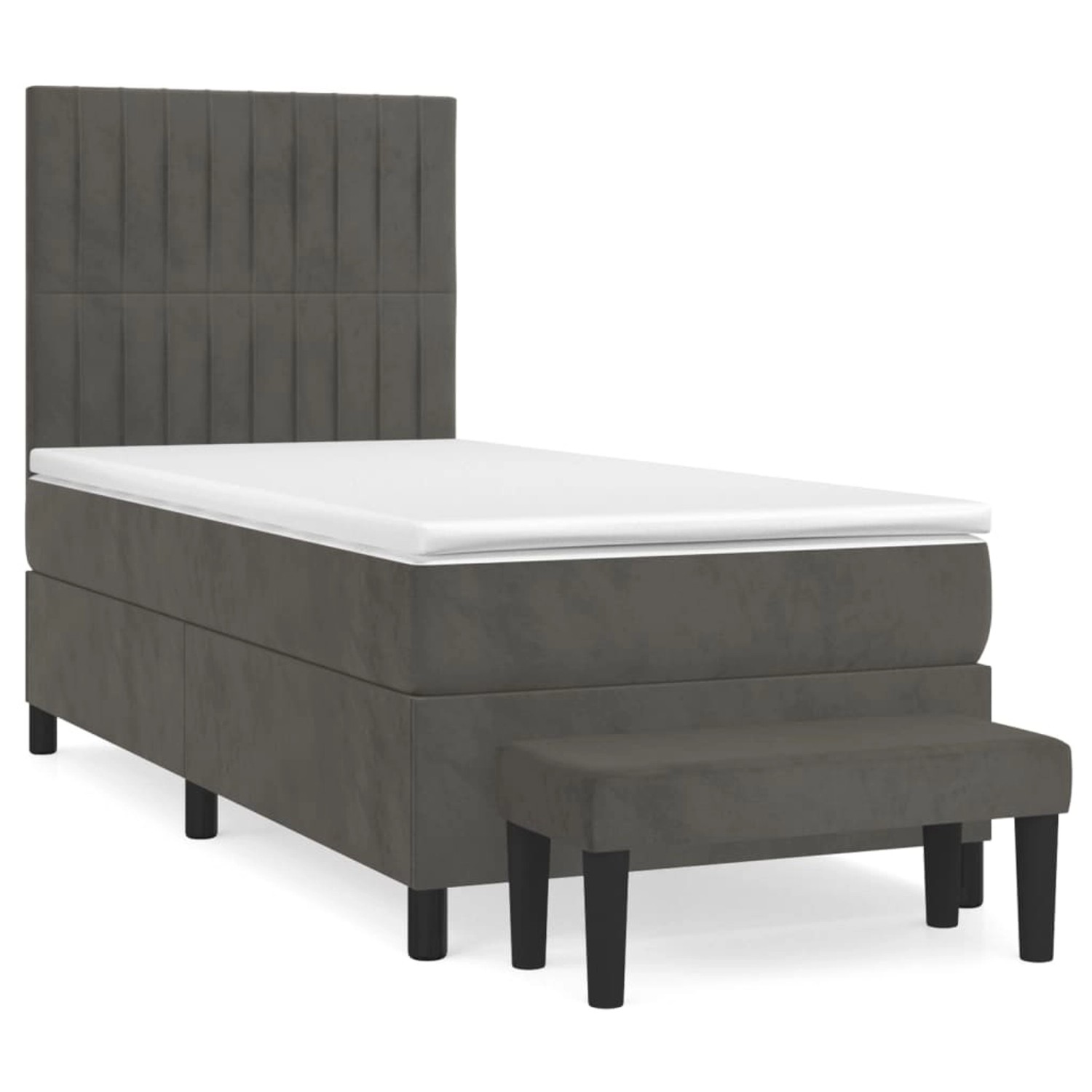 vidaXL Boxspringbett mit Matratze Dunkelgrau 90x190 cm Samt 3137936 günstig online kaufen