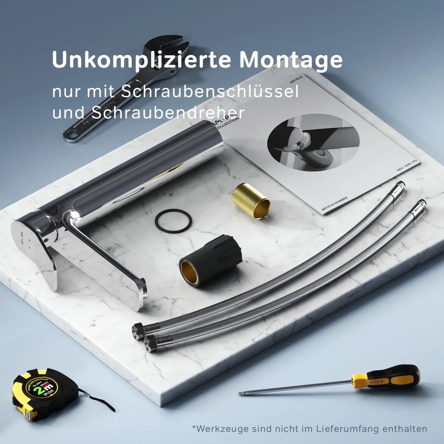 AM.PM Waschtischarmatur X-Joy Chrom mit Zubehör für die Montage.