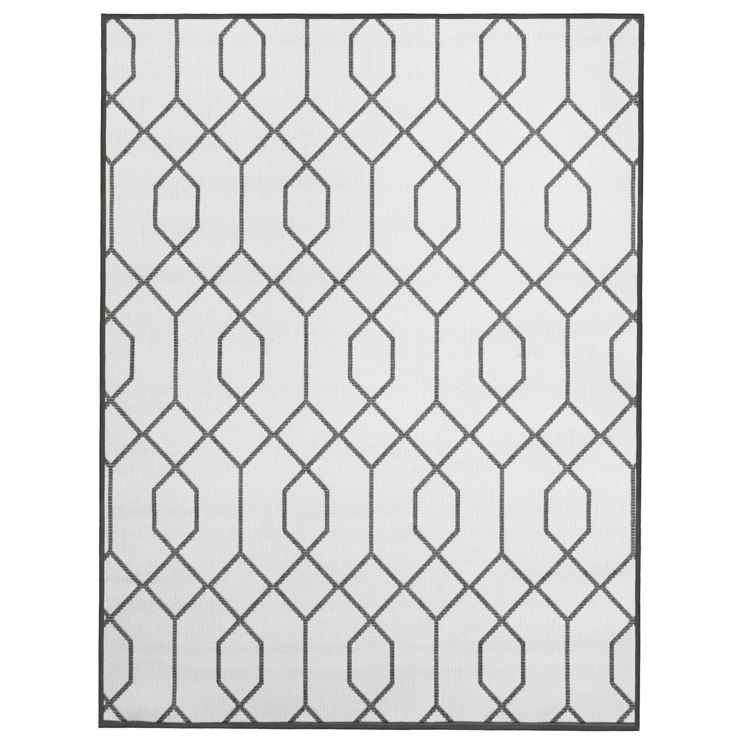 Primaflor In- & Outdoorteppich Reverso Geo River Grau, 160x220cm, mit geometrischem Muster.