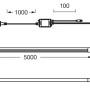 Technische Zeichnung Ledvance Smart LED-Streifen Neon Flex RGB, 500cm, mit Maßangaben.