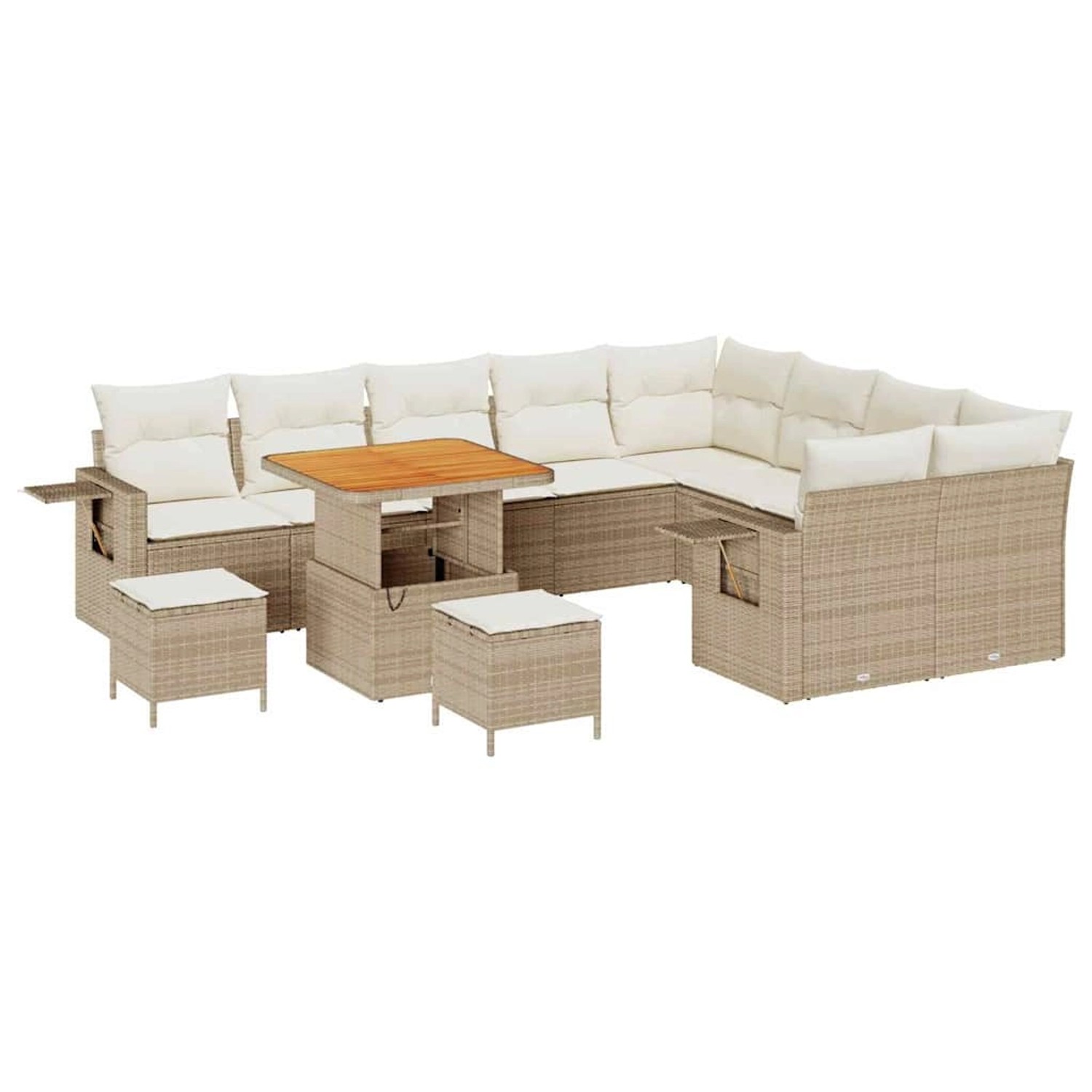 vidaXL Garten-Sofa-Set 12-Tlg Beige Poly Rattan 3361781 günstig online kaufen