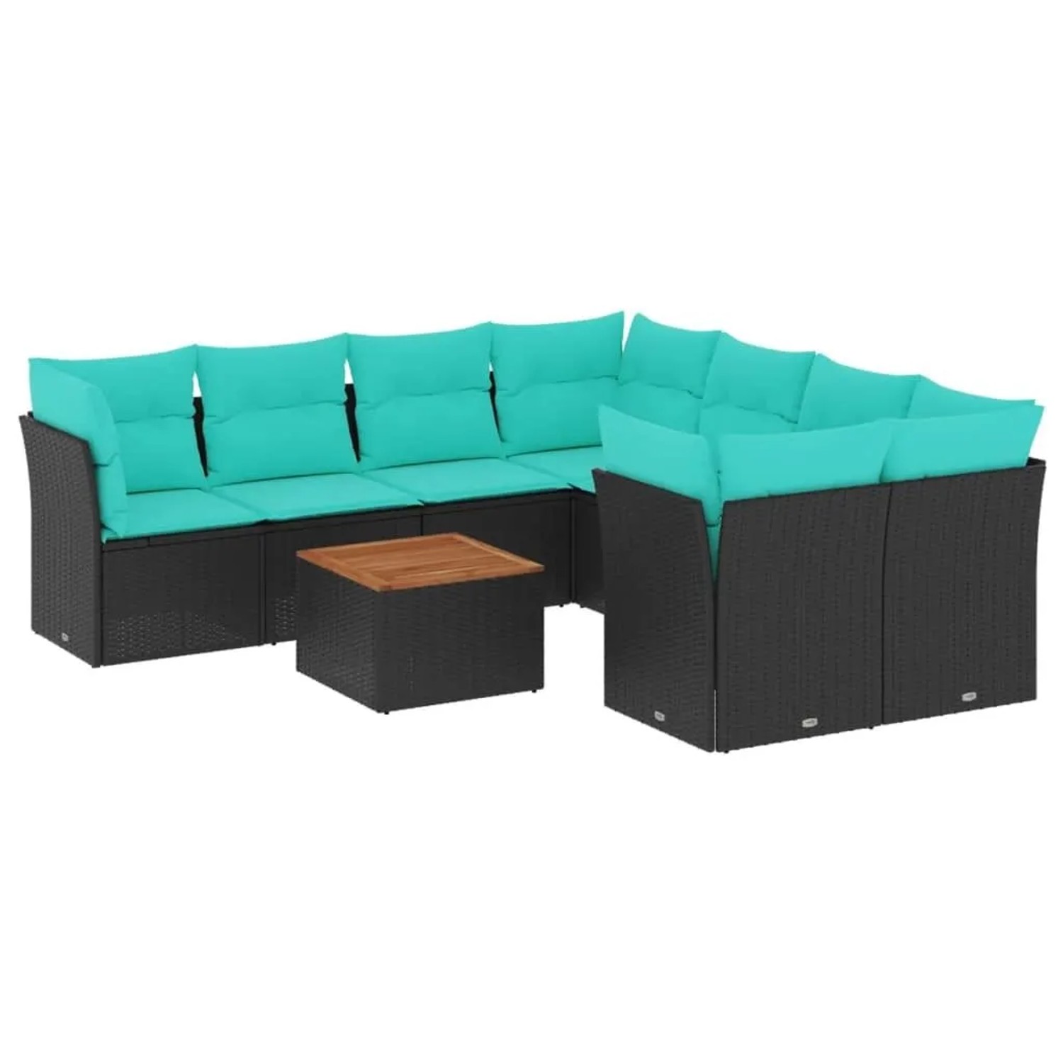 vidaXL 9 Tlg Garten-Sofagarnitur mit Kissen Schwarz Poly Rattan 3255861