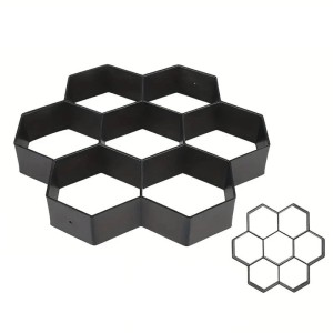 Relaxdays Pflasterform Bienenwabe 2er Set Kunststoff Schwarz Wiederverwendbar 30 cm x 30 cm x 4,5 cm 440 g