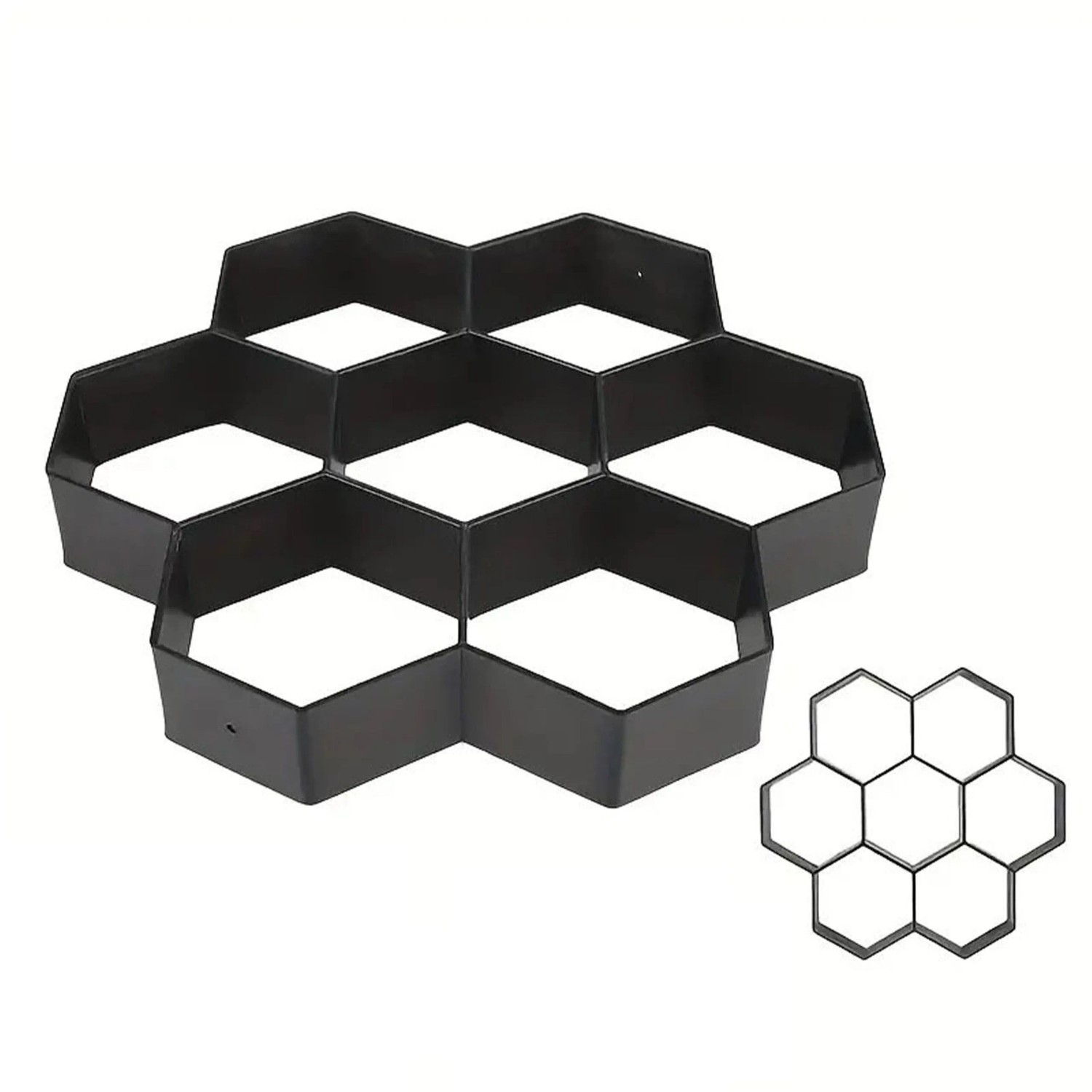 Relaxdays Pflasterform Bienenwabe 2er Set Kunststoff Schwarz Wiederverwendbar 30 cm x 30 cm x 4,5 cm 440 g
