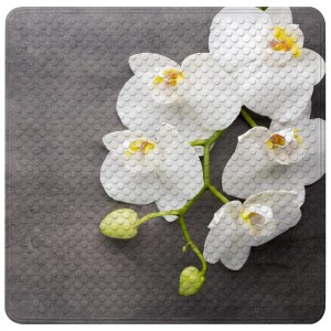 SANILO Badematte Pretty mit Orchideen-Motiv, rutschfest für Dusche & Badewanne.