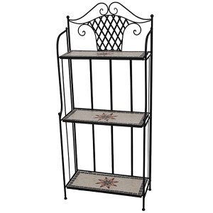 Siena Garden Regal Stella mit 3 Mosaik-Böden, 63x29x142 cm, bunt, klappbar.