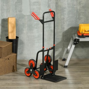 DURHAND Treppensteiger Sackkarre, klappbar, mit Stahlrahmen und sechs Rädern für Lasten bis 120 kg.
