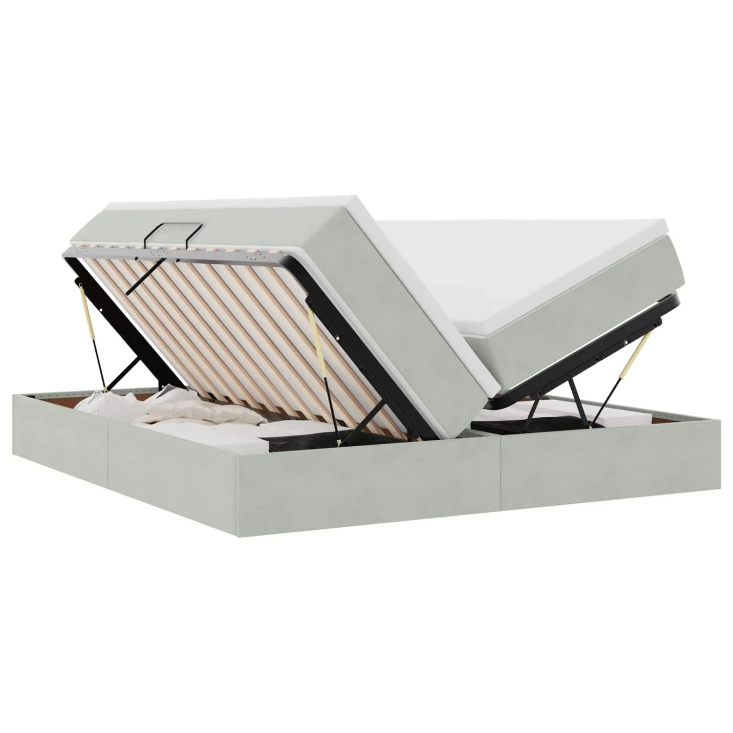 vidaXL Aufbewahrungsbett mit Matratze Hellgrau 180 x 200 cm Samt 3370361