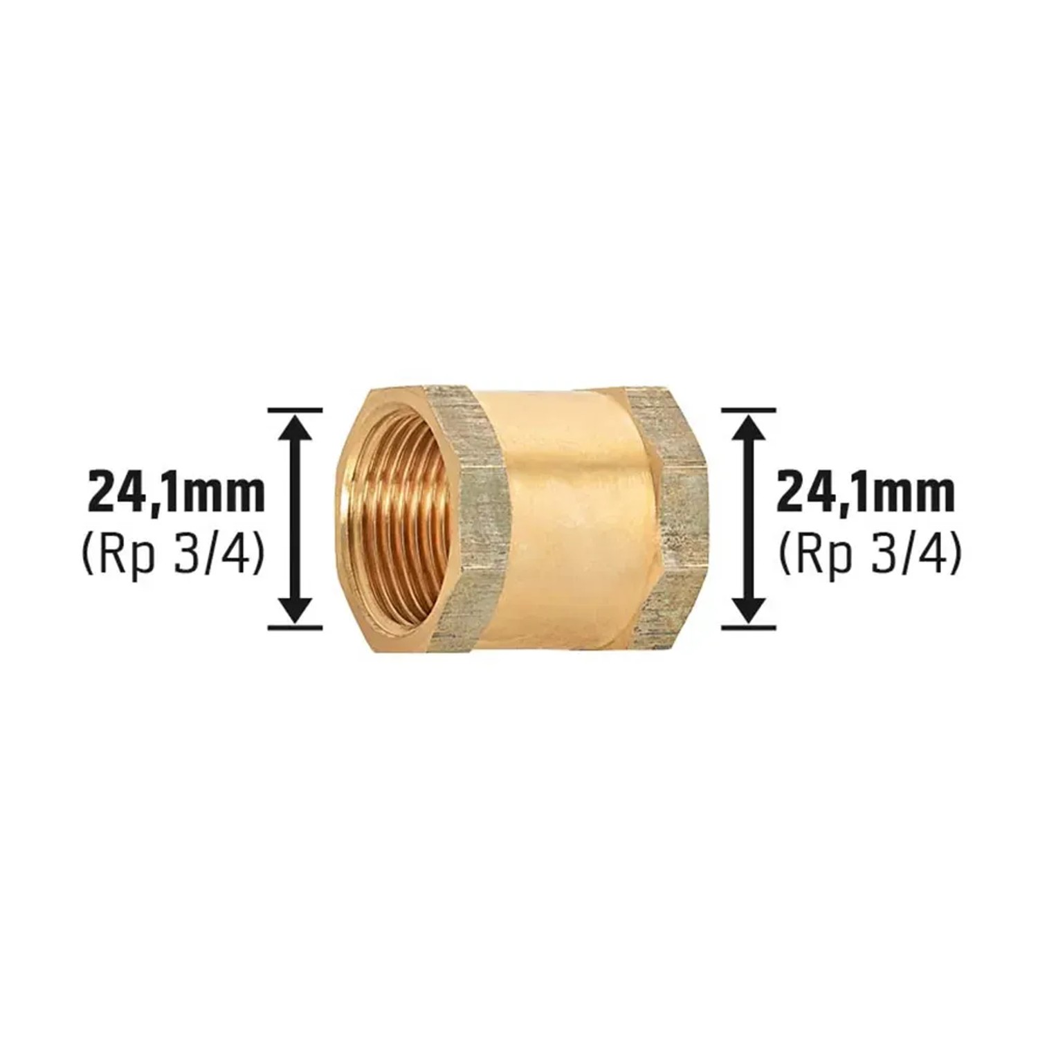 Gewinde-Muffe 24,1 mm (Rp 3/4) aus Rotguss für die schnelle Rohrverbindung.