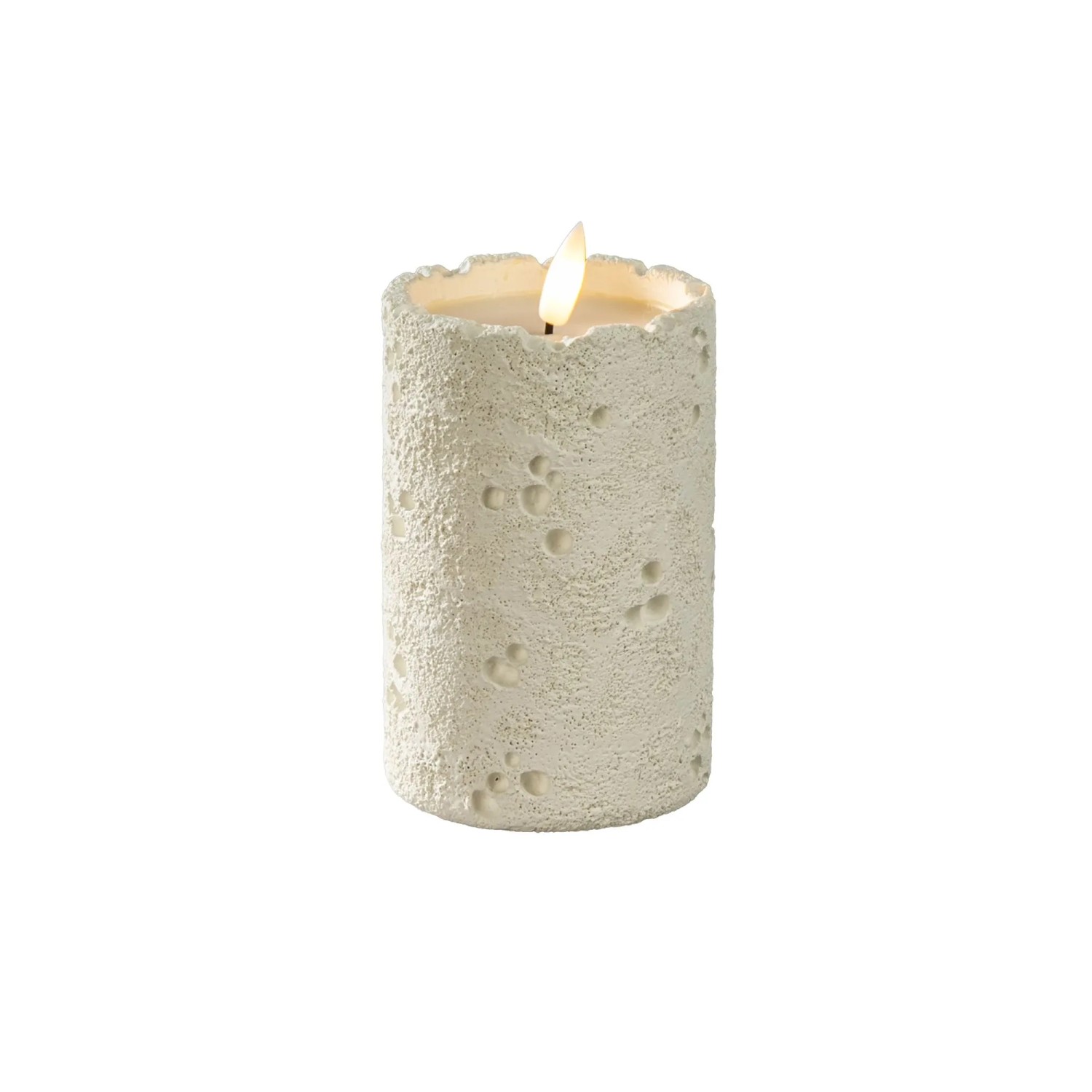 Konstsmide LED-Kerze Betonoptik für Innen Ø 8 cm x 12 cm Weiß