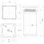 Technische Zeichnung: SOTECH Möbelfuß DAK IV, 40x40 mm, Höhe 120 mm, weiß, höhenverstellbar.