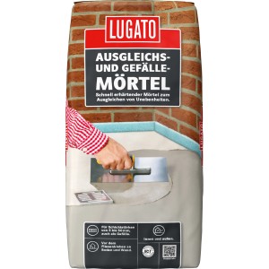 Sack Ausgleichs- und Gefällemörtel 25 kg von Lugato. Schnell erhärtender Mörtel zum Ausgleichen von Unebenheiten.