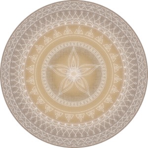 Komar Vliesfototapete Dot Nestwärme mit floralem Muster in Beige und Weiß.