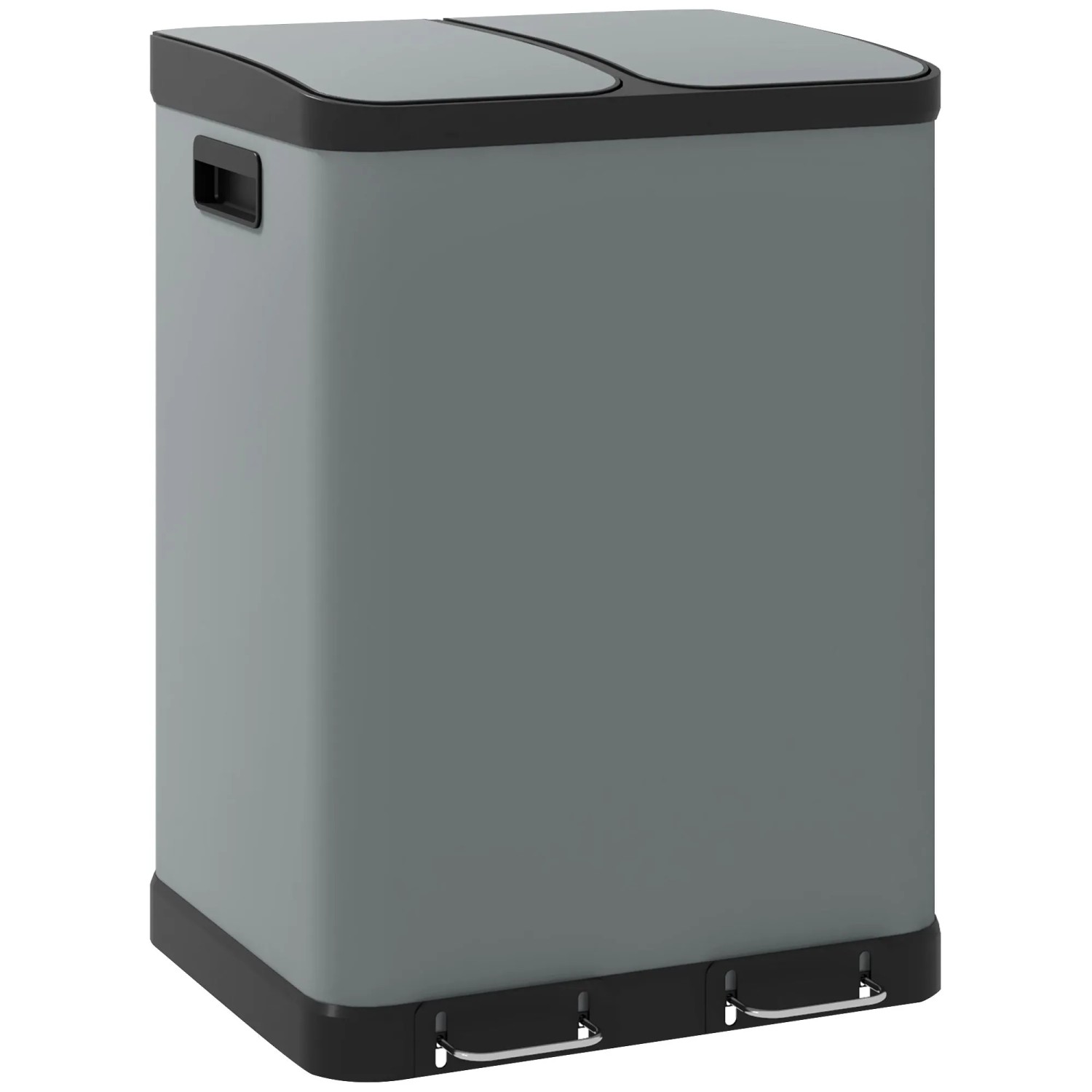 HOMCOM Mülleimer Metall Kunststoff Grau 48,8L x 39,5B x 67H cm