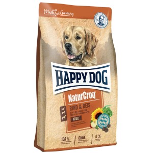 Happy Dog Natur Croq Rind & Reis Trockenfutter, 15kg Sack für ausgewachsene Hunde.