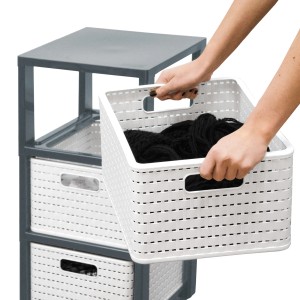 Rotho Tower mit Rollen Country 3 x A4 Weiß