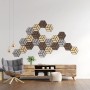 Homestyle4u Akustikpaneele in Braun, 4 sechseckige Wandpaneele aus Holz an einer Wand.