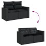 vidaXL Garten-Sofagarnitur, 7-teilig, schwarz, Poly Rattan, mit Kissen und Stauraum unter den Sitzen.