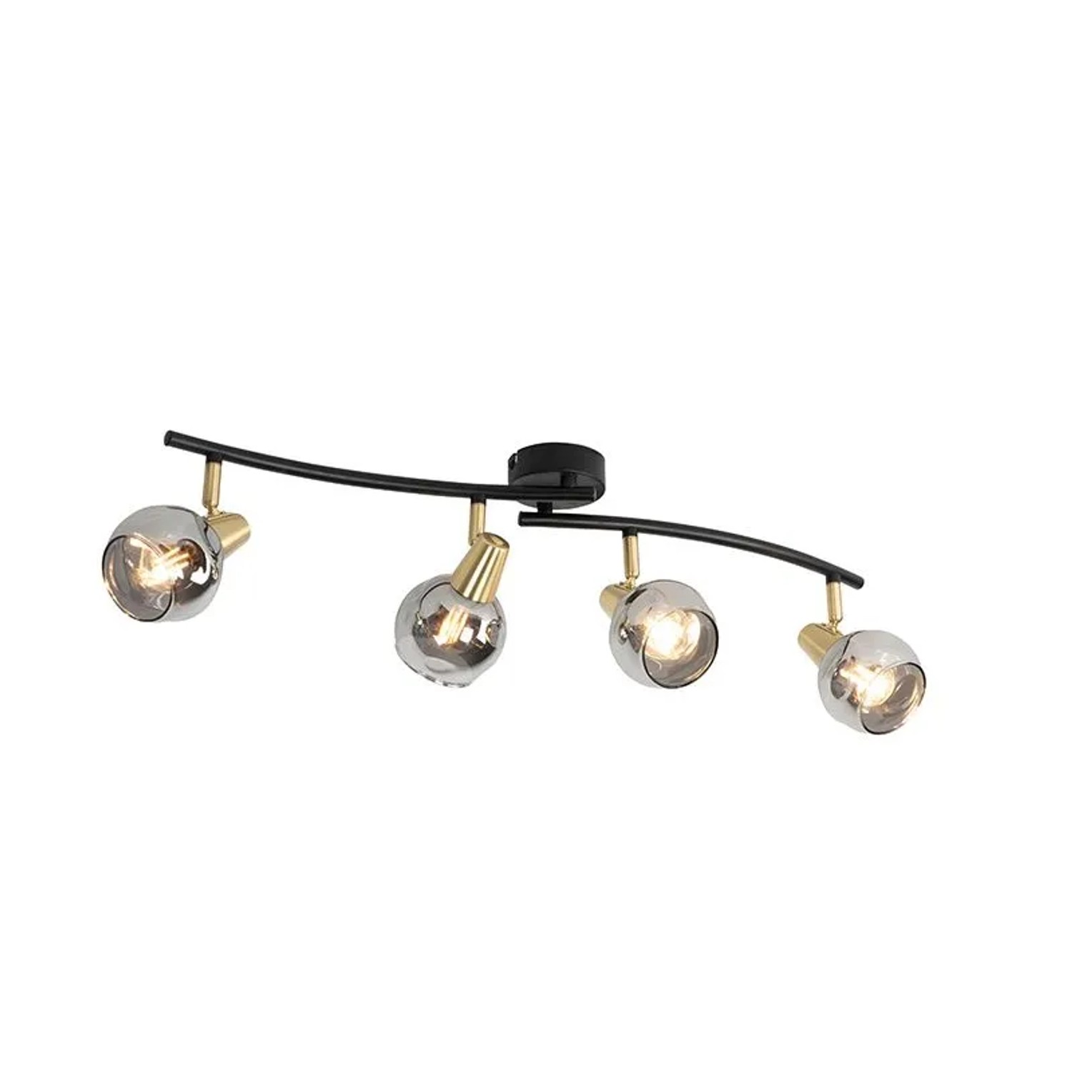 QAZQA Art Deco Deckenleuchte Gold mit Rauchglas 4-Licht Vidro