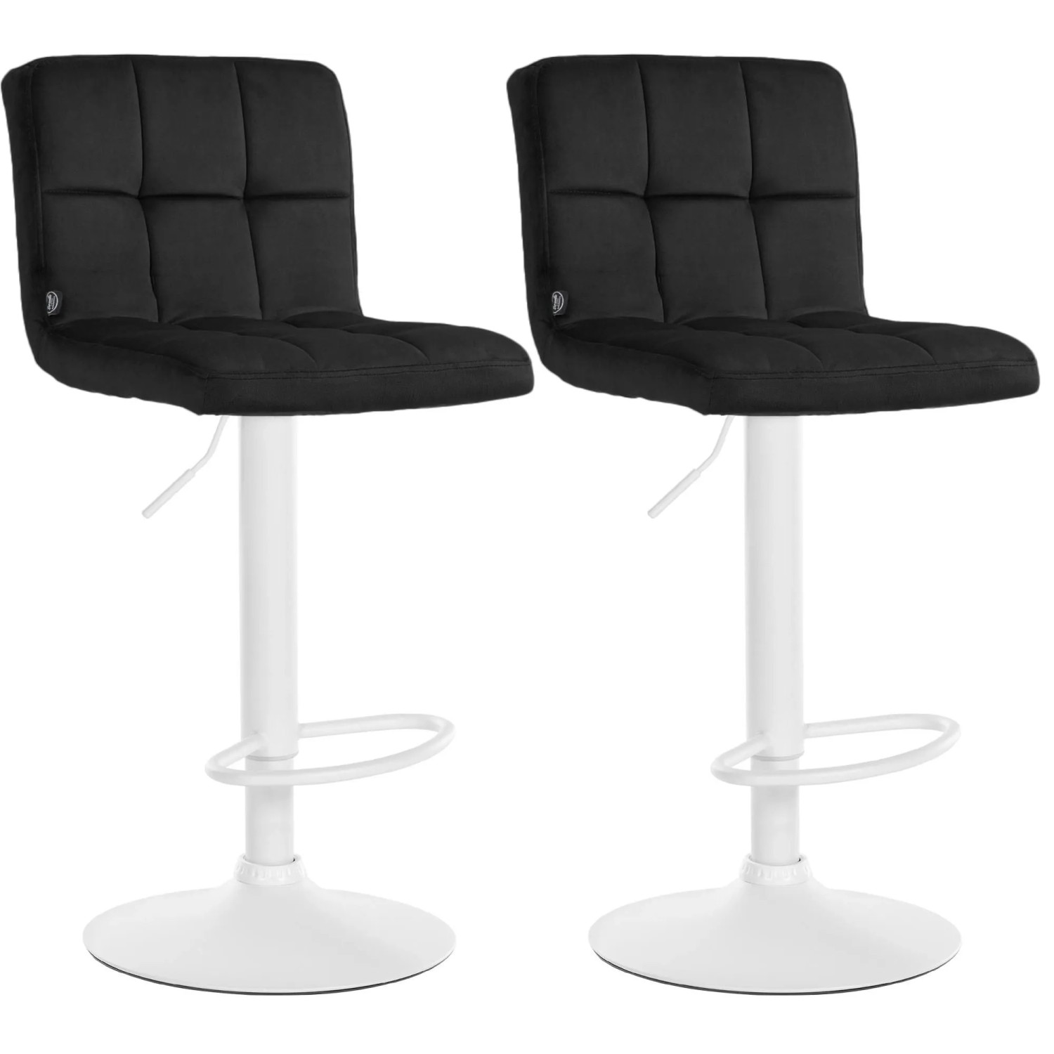 CLP 2er Set Barhocker Peru Samt Schwarz/Weiß