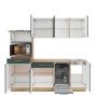 OPTIFIT Savona405 Küchenzeile 210 cm in Steingrün mit E-Geräten und Spüle.