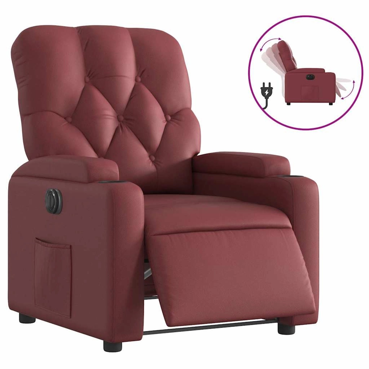 vidaXL Relaxsessel Elektrisch Weinrot Kunstleder 3204762 günstig online kaufen