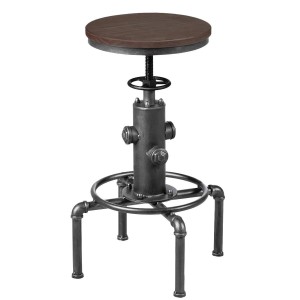 Costway Barhocker Höhenverstellbar Aus Holz und Metall Silbergrau