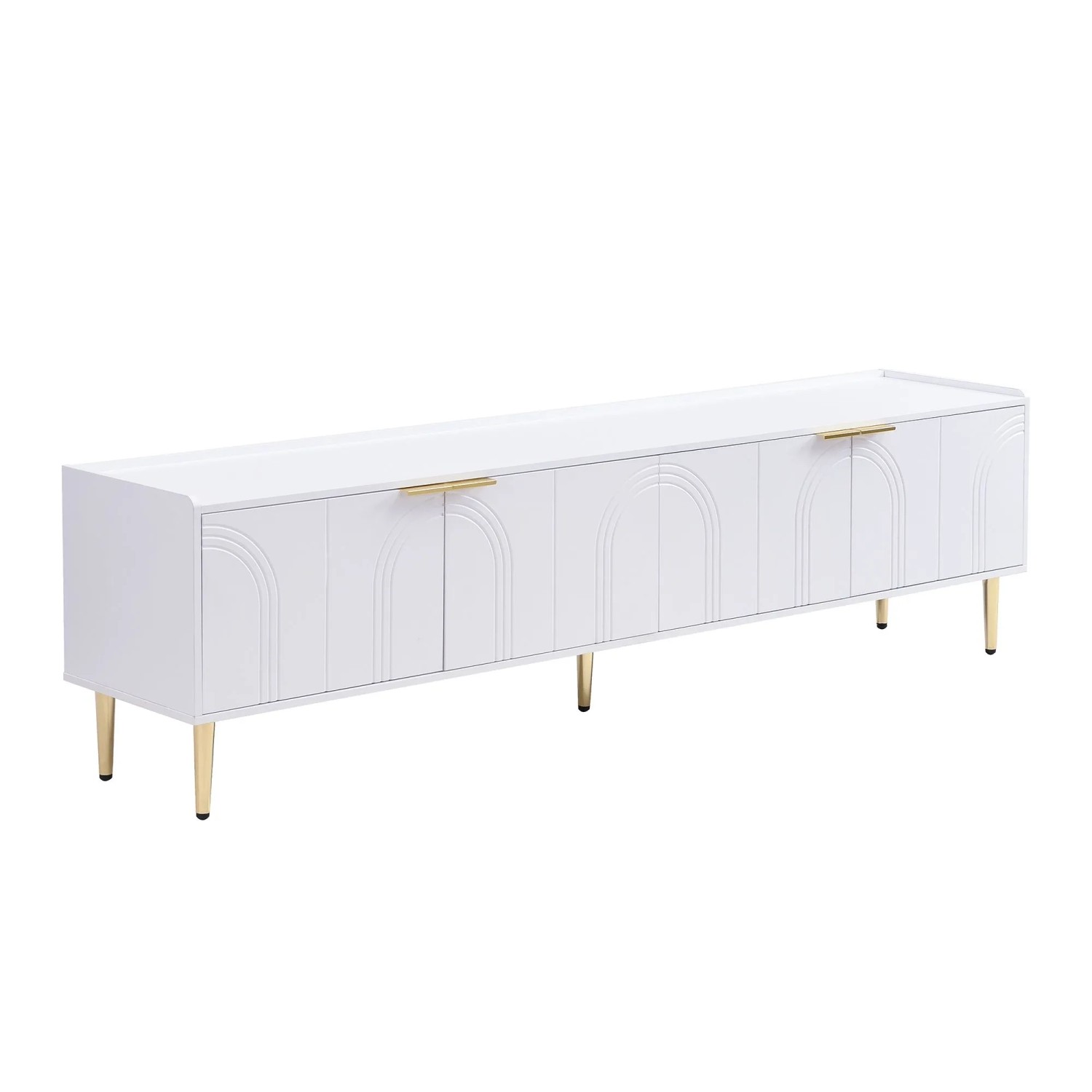 PXloue TV Schrank Lowboard mit Strukturierter Tür Goldenen Griffen und Füßen 170 x 35 x 48 cm