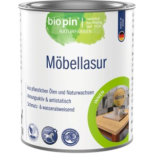 Dose Biopin Möbellasur Natur, Holzlasur für Möbel, atmungsaktiv und wasserabweisend.