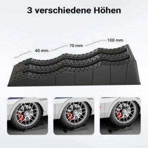 XPOtool Auffahrkeile für Wohnmobile, 2er Set. Keile mit 3 Höhen (40/70/100mm) bis 3,5t Traglast.