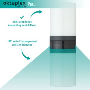 Oktaplex Peru Außenlampe mit Sensor, Aluminium, 20W, warmweiß, IP65. Wandleuchte für den Außenbereich.