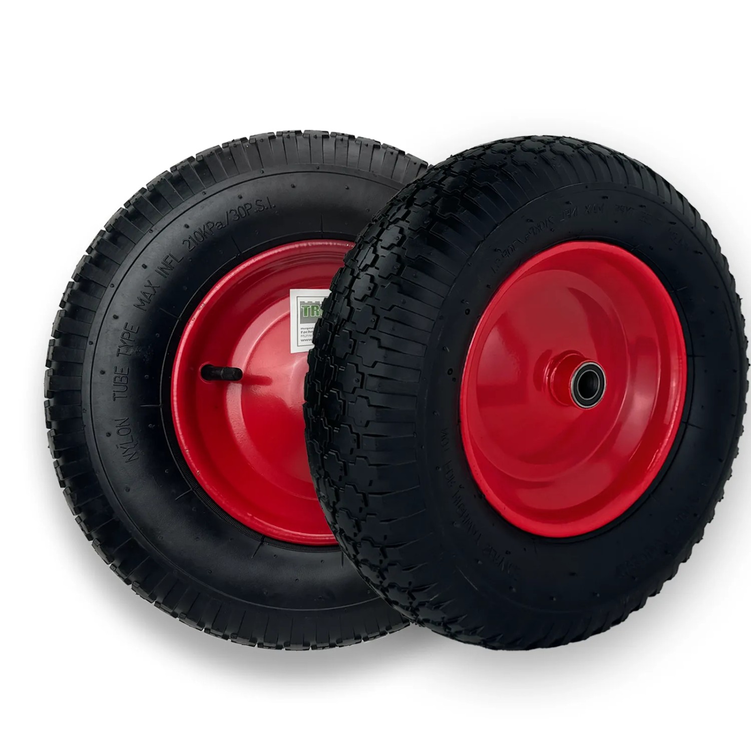TRUTZHOLM 2x Schubkarrenrad 390x95 mm 4.80 4.00-8  Luftbereifung mit Achse