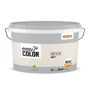 Eimer OBI Easy Color 5 l Beige, matte, konservierungsmittelfreie Wandfarbe.