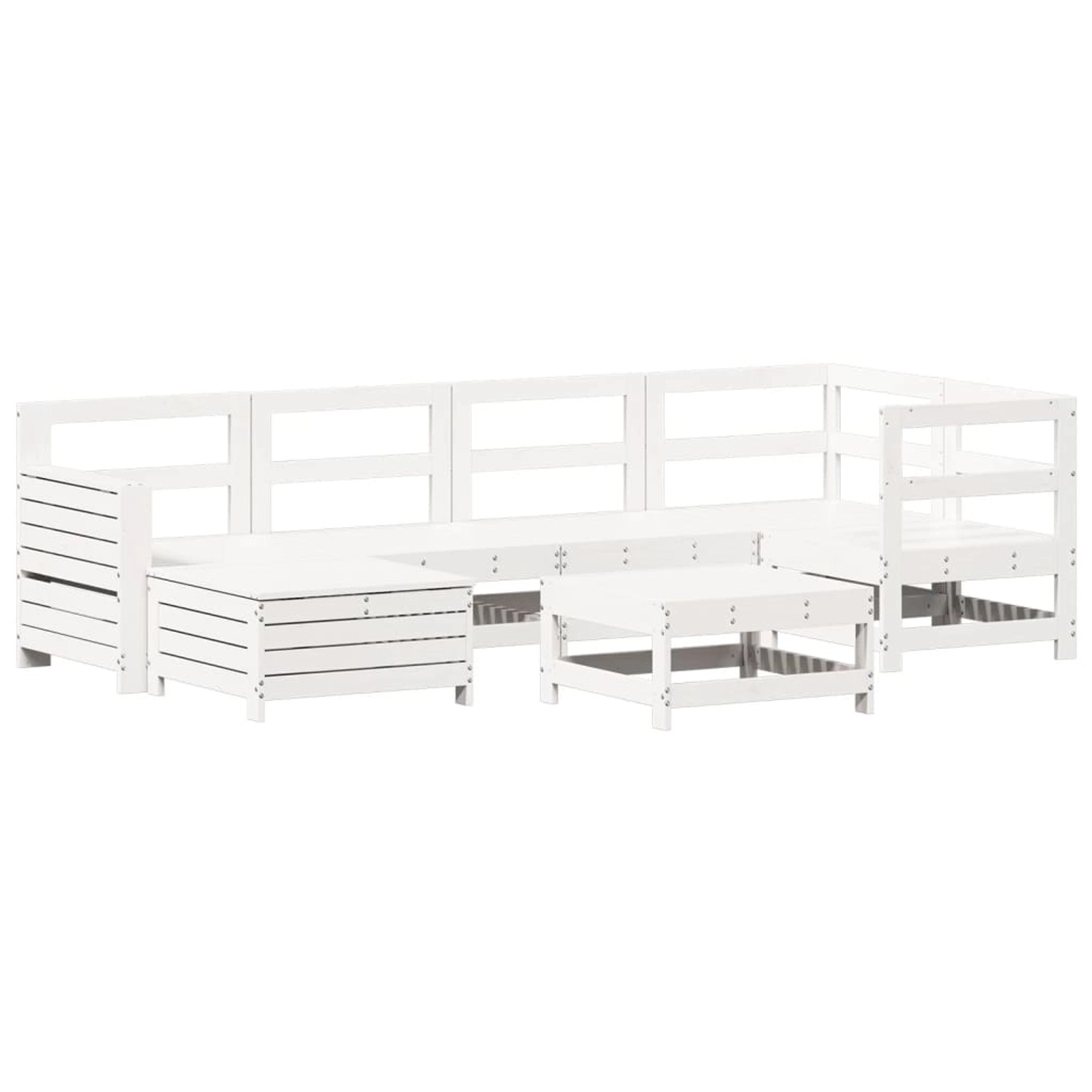 vidaXL 7-Tlg Garten-Sofagarnitur Weiß Massivholz Kiefer 3250917 günstig online kaufen